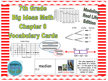 Preview of 7th Grade Big Ideas Math Chapter 8 Vocabulary Cards-Common Core-MRL-Editable