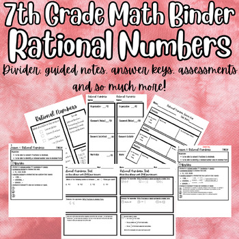 Preview of 7th Grade Binder - Rational Numbers - Guided Notes, Answer Keys and More!