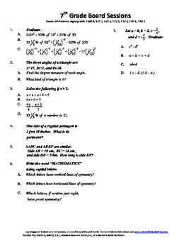 Preview of 7th Grade Board Session 14,Common Core,Review,Math Counts,Quiz Bowl