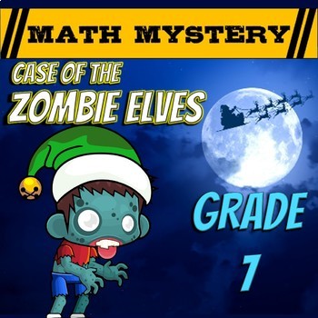 Preview of 7th Grade Christmas Activity - Christmas Math Mystery Review Worksheets - CSI