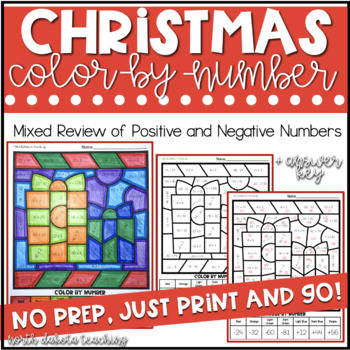 Preview of 7th Grade Christmas Color By Number Math Activity Positive and Negative Numbers