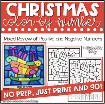 Preview of 7th Grade Christmas Color By Number Math Activity Positive and Negative Numbers