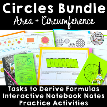 Preview of 7th Grade Circle Measurement Area and Circumference Worksheets, Notes, Practice
