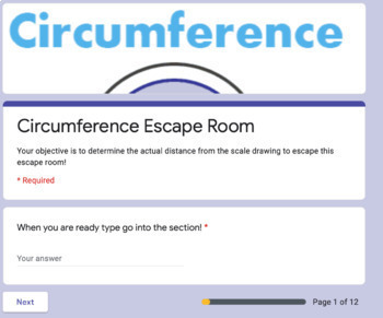 Preview of 7th Grade Circumference Escape Room!!! DISTANCE LEARNING!!