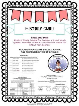 Preview of Civics EOC Florida Category Two Study Guides and Tests {History Guru}