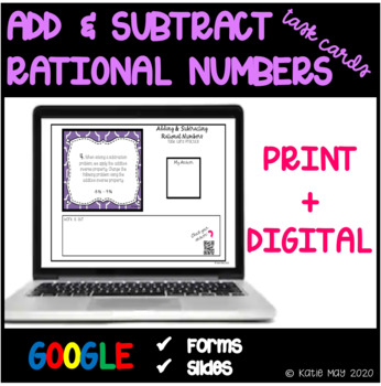 Preview of 7th Grade Common Core 7.NS.1 Task Cards- Adding and Subtracting Rational Numbers