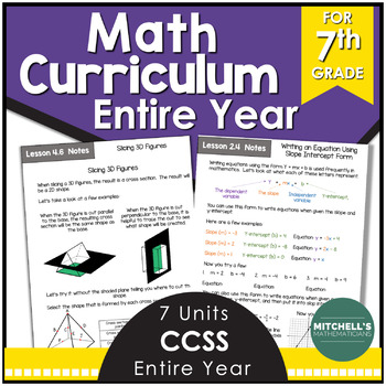 Preview of 7th Grade Math Curriculum Common Core Aligned BUNDLE