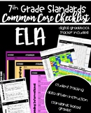 7th Grade Common Core ELA Standards Checklist & Data Track