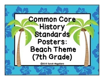 Preview of 7th Grade Common Core History Standards Posters: Beach Theme