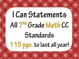 7th Grade Common Core Math I CAN statement posters (115 pa