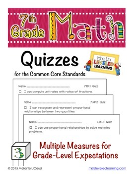 Preview of 7th Grade Common Core Math Quizzes - All Standards