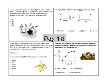 7th grade common core spiraled review 20 day countdown by math maker