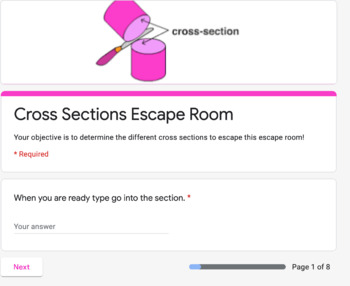 Preview of 7th Grade Cross Sections Escape Room!!!!