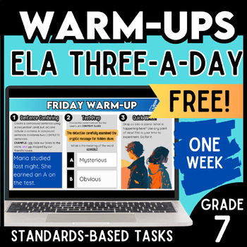 Preview of 7th Grade Daily ELA Warm-ups FREE One Week Daily Grammar Practice
