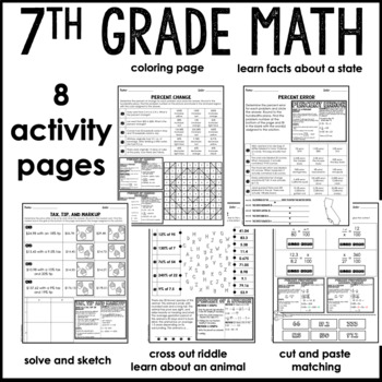 7th Grade Daily Math Spiral Review Pack 3 Activities Worksheets | TPT