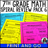 7th Grade Daily Math Spiral Review Pack 6 Activities Worksheets