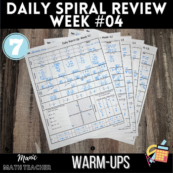 Preview of 7th Grade Math - 5 Day Daily Spiral Review #04