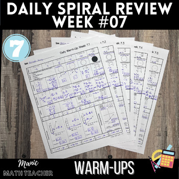 Preview of 7th Grade Math - 5 Day Daily Spiral Review #07
