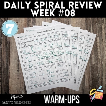Preview of 7th Grade Math - 5 Day Daily Spiral Review #08