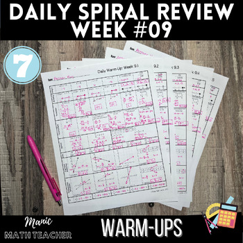 Preview of 7th Grade Math - 5 Day Daily Spiral Review #09 + SCR Prompt