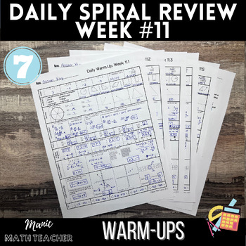 Preview of 7th Grade Math - 5 Day Daily Spiral Review #11 + SCR Prompt