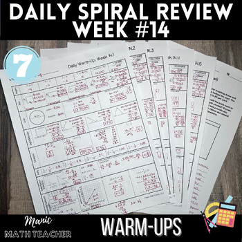 Preview of 7th Grade Math - 5 Day Daily Spiral Review #14 + SCR Prompt