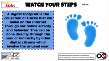 Preview of 7th Grade ELA Digital Citizenship - Watch Your Digital Footprints