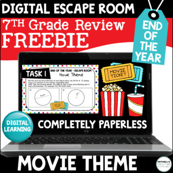 Preview of 7th Grade Digital Escape Room Math Activity Review - FREEBIE