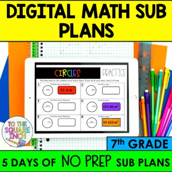Preview of 7th Grade Digital Math Sub Plans | Substitute Teacher Lessons for 7th Grade Math