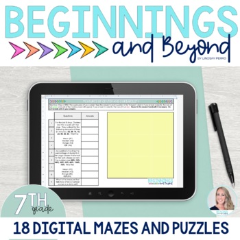 Preview of 7th Grade Math Maze and Puzzle Bundle | Digital Google Sheets Activities