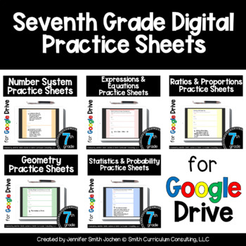 Preview of 7th Grade Digital Practice Sheets Google Forms - Self Checking