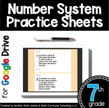 Preview of 7th Grade Digital Practice Sheets- Number Systems in Google Forms