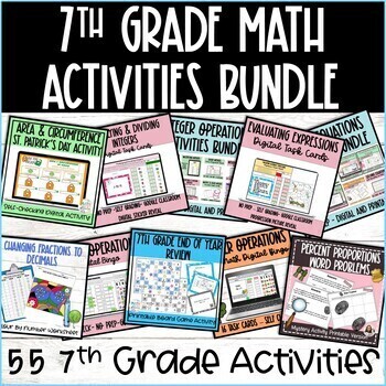 7th Grade Math Digital & Printable Activities Growing Bundle | TPT