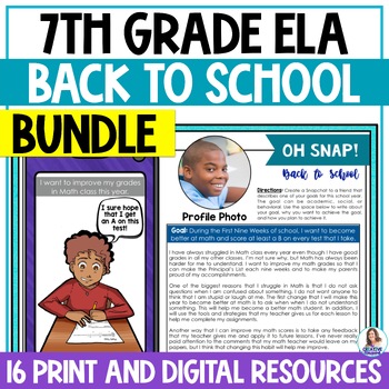 Preview of 7th Grade ELA Back to School Activities - Writing Activities - Bulletin Board