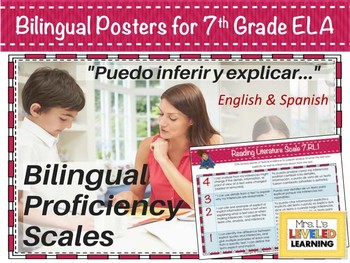 Preview of 7th Grade ELA Bilingual Leveled Proficiency Scale Posters - Differentiation