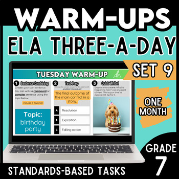 Preview of 7th Grade ELA Daily Warm-ups Set 9 Daily Grammar Practice for One Month