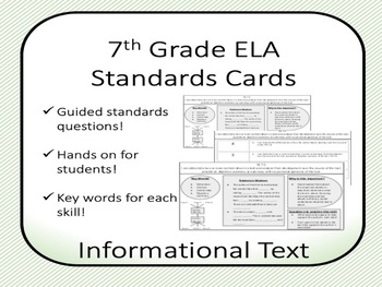 Preview of 7th Grade ELA Informational Text Common Core Cards