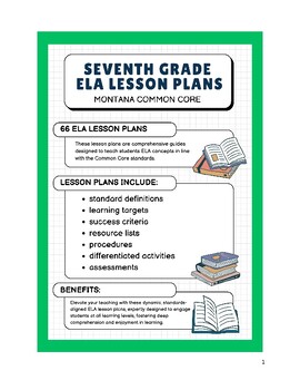 Preview of 7th Grade ELA Lesson Plans - Montana Common Core