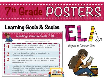 Preview of 7th Grade ELA Marzano Learning Goals and Scale Posters for Differentiation
