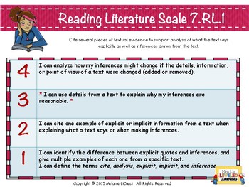 7.RL.1.1 Proficiency Scale by Fantastic FSA Materials