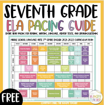 Preview of 7th Grade ELA Pacing Guide Full Pacing Curriculum Map Scope and Sequence FREE