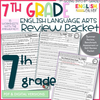 Preview of 7th Grade ELA Review Packet, Spiral Review, Summer Review