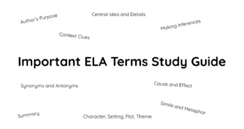 Preview of 7th Grade ELA Terms (PSSA Practice, State/Standardized Testing Practice)