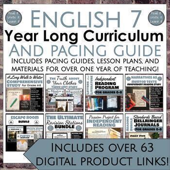 Preview of 7th Grade ELA Yearlong Curriculum, Lesson Plans, and Pacing Guide