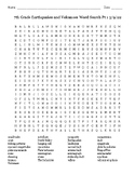 7th Grade Earthquakes and Volcanoes Word Search