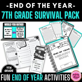Preview of End of Year Activities Bundle {7th Grade} | Fun Puzzles | Word Search | Summer