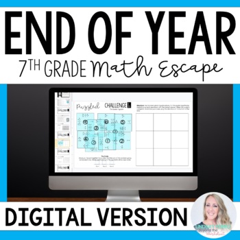 Preview of 7th Grade End of Year Math Escape Room Activity / Digital End of Year Activity