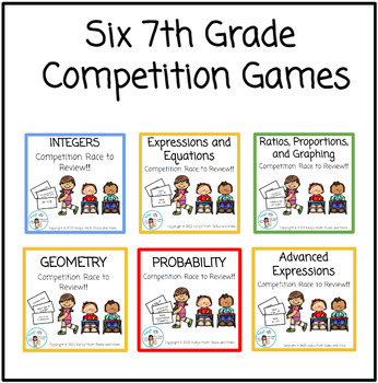 Preview of 7th Grade Entire Year Math Review - 6 Unit Competition Games