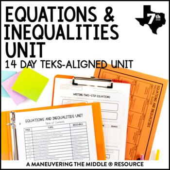 Preview of Equations and Inequalities Unit | TEKS Solving Equations Notes for 7th Grade