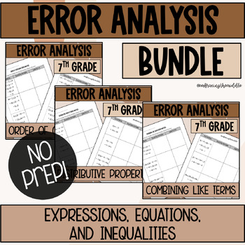 Preview of Expressions, Equations, and Inequalities Error Analysis BUNDLE | Middle School